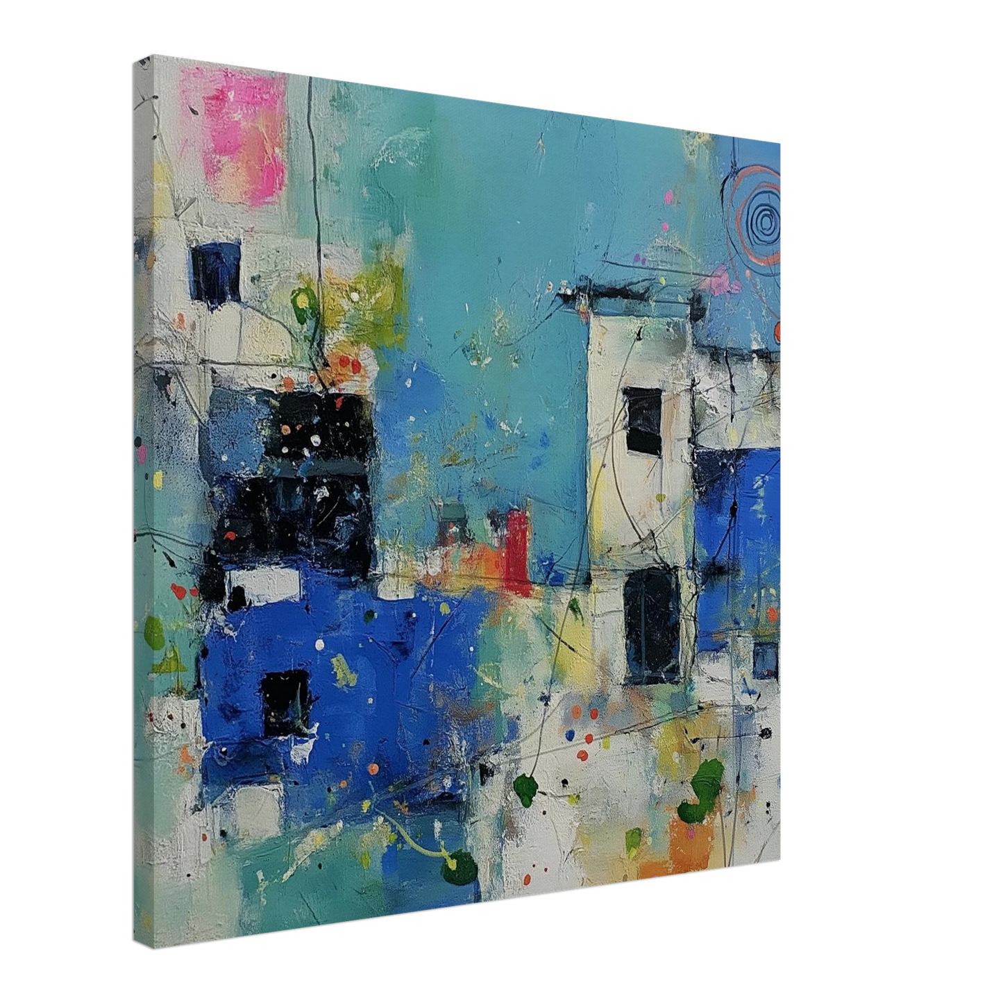 Façades Bleues Éclatées — tableau sur toile — art mural STNCL