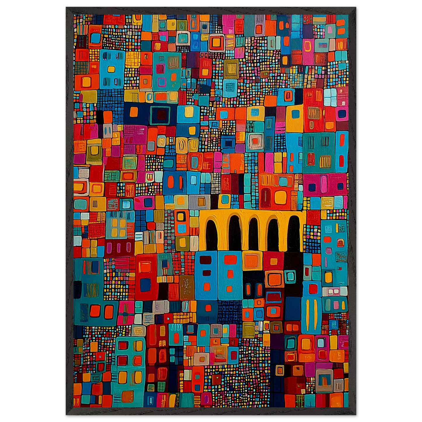 Cité Mosaïque — tableau encadre bois — art mural STNCL