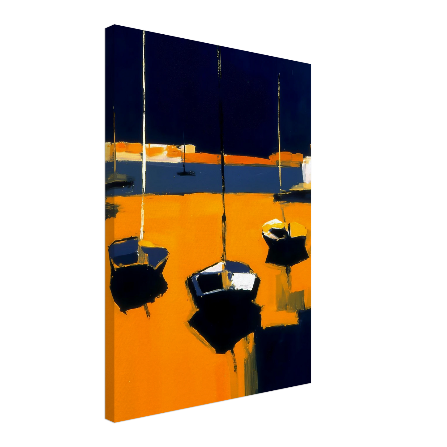 Barques au Soleil Couchant — tableau sur toile — vue 3 — art mural STNCL