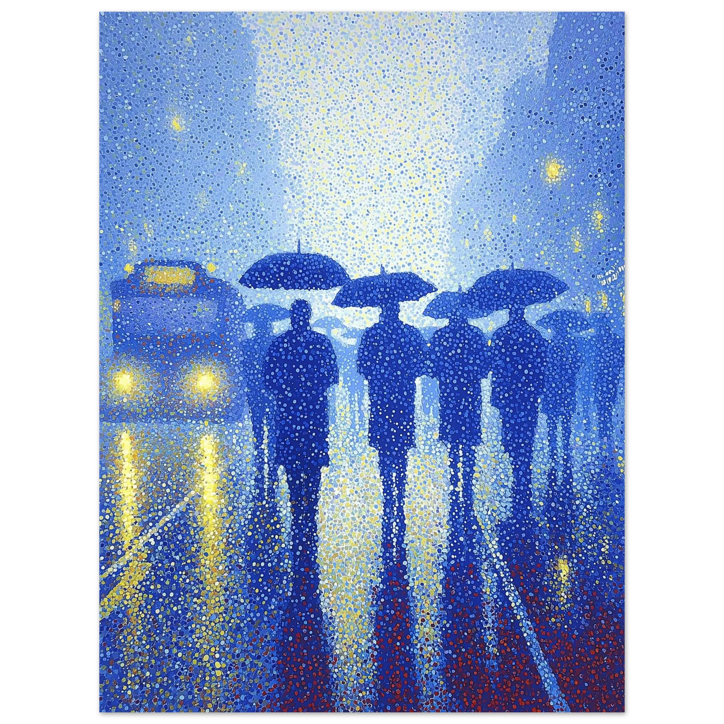 Pluie de Néon Bleu — tableau aluminium — vue 3 — art mural STNCL