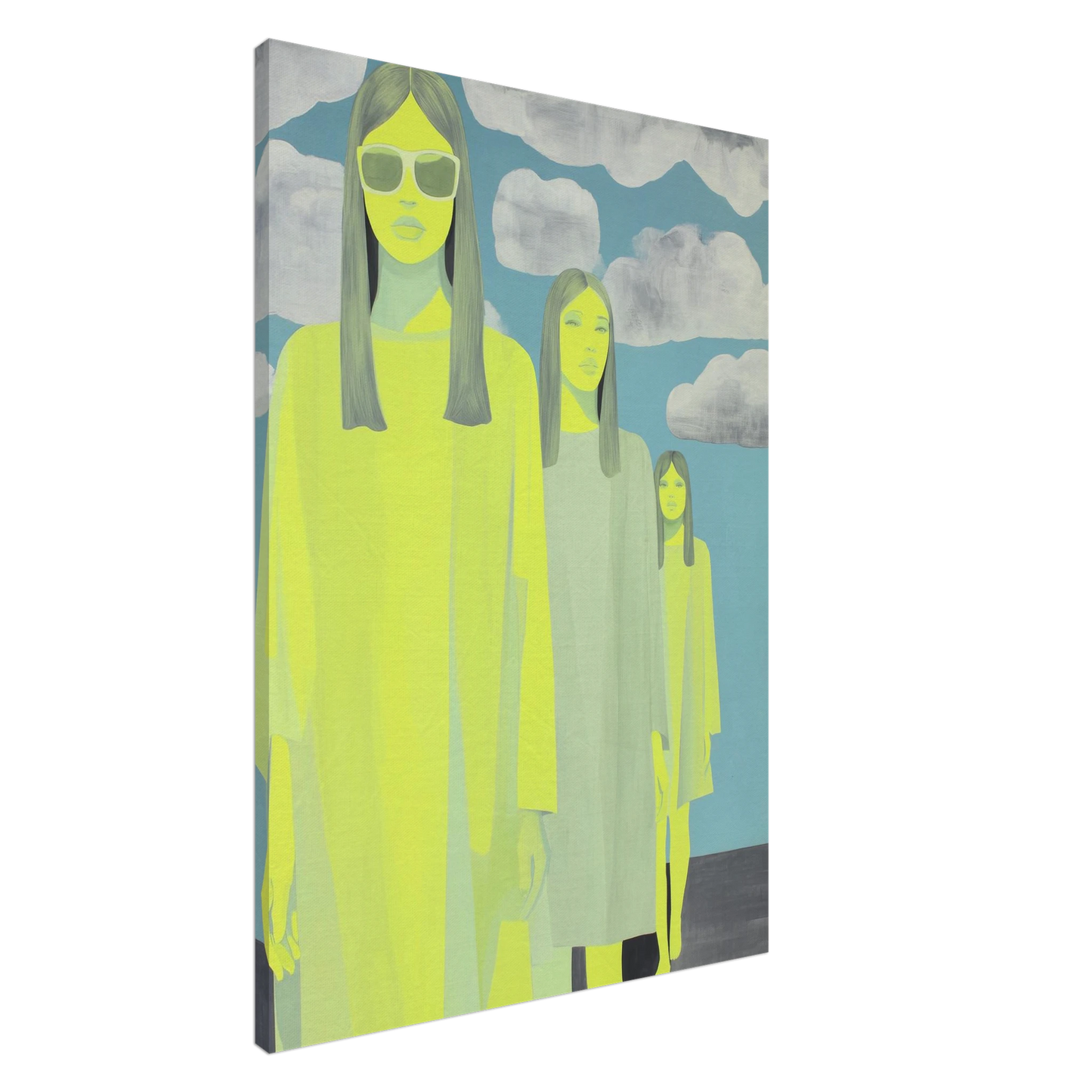 Trois Silhouettes sous les Nuages — tableau sur toile — art mural STNCL