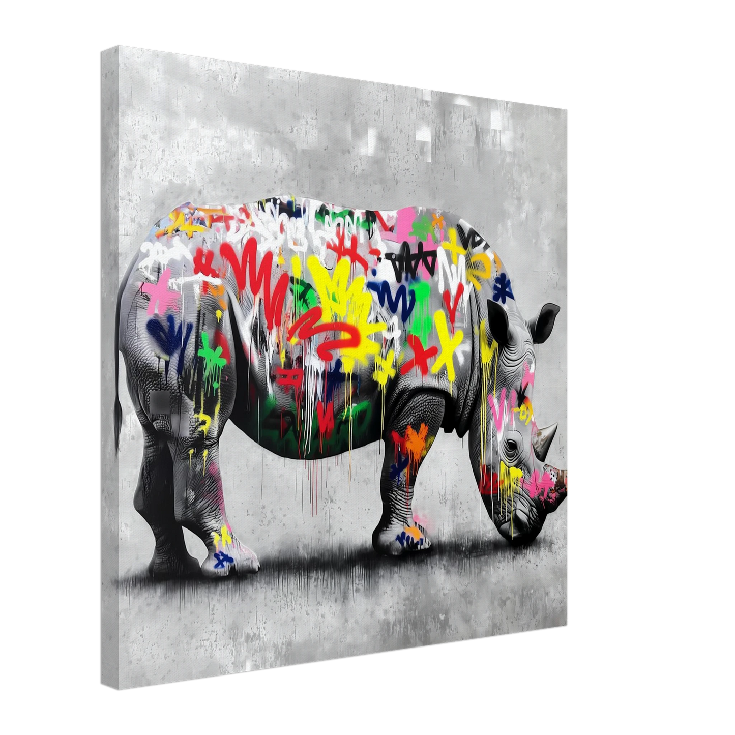 Rhinocéros Bombé — tableau sur toile — art mural STNCL