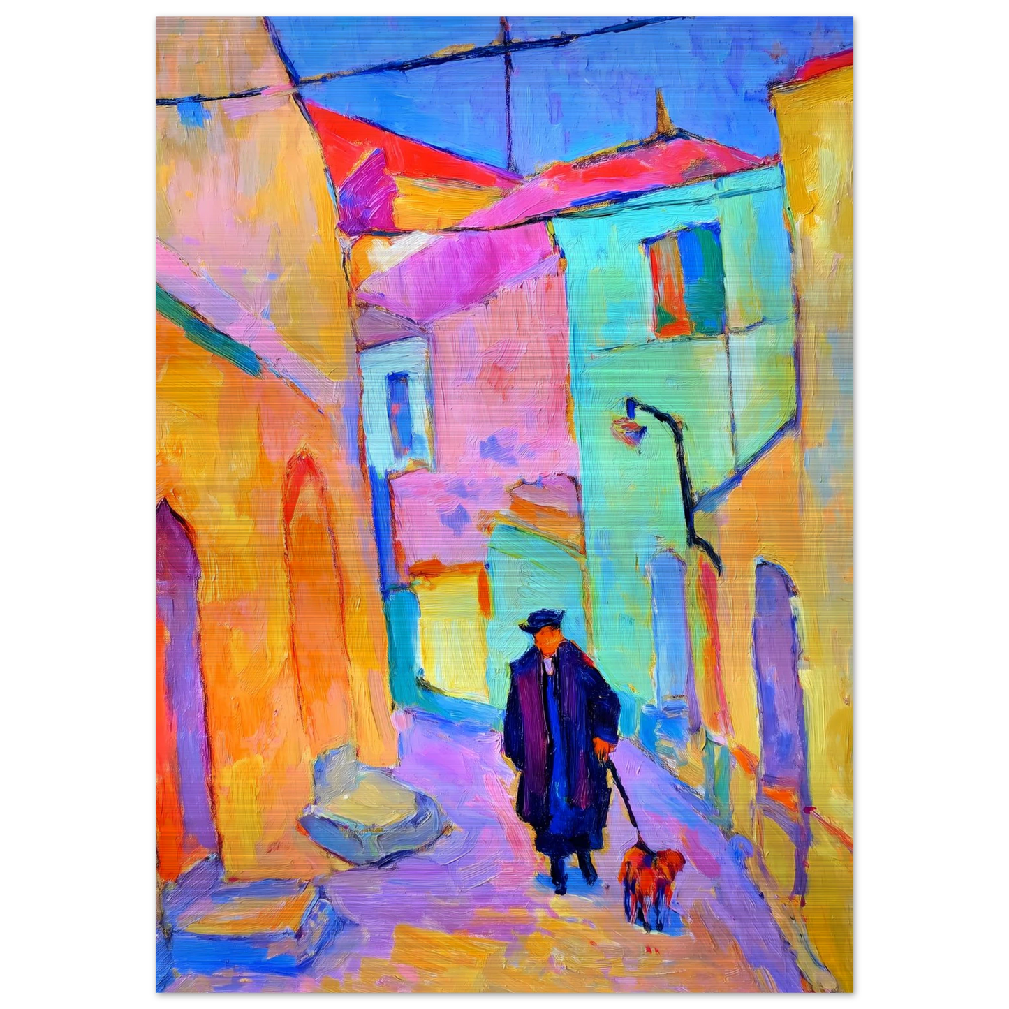 Le Promeneur en Bleu — tableau aluminium — vue 4 — art mural STNCL