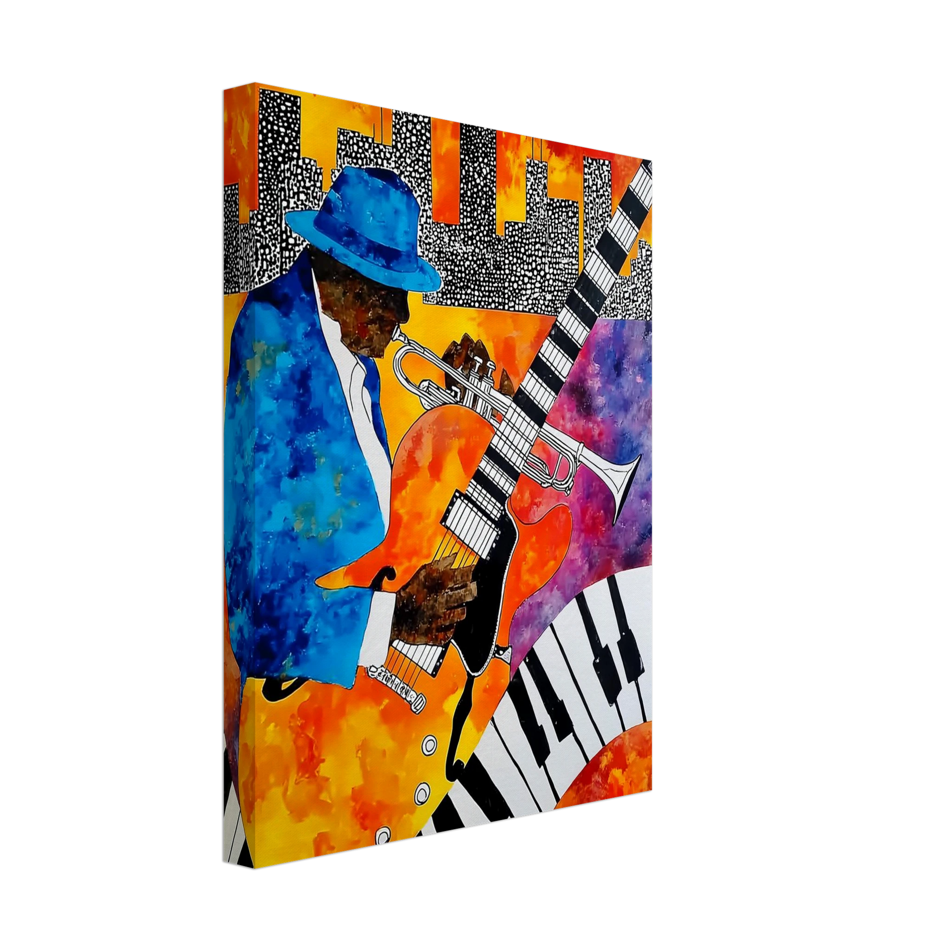 Blues en Ville — tableau sur toile — vue 4 — art mural STNCL