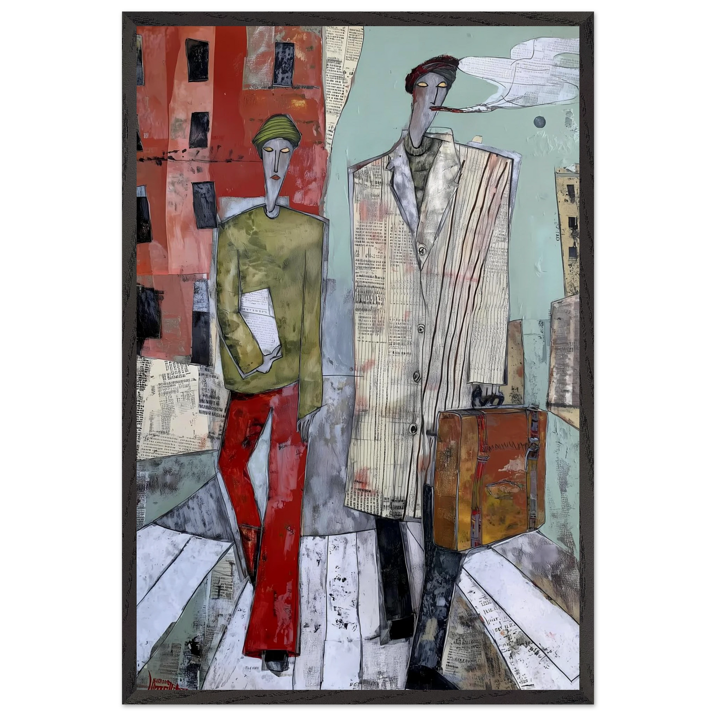 Les Voyageurs — tableau encadré bois — vue 2 — art mural STNCL