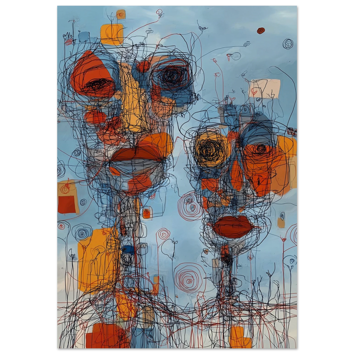 Deux Visages Enchevêtrés — affiche d'art — art mural STNCL