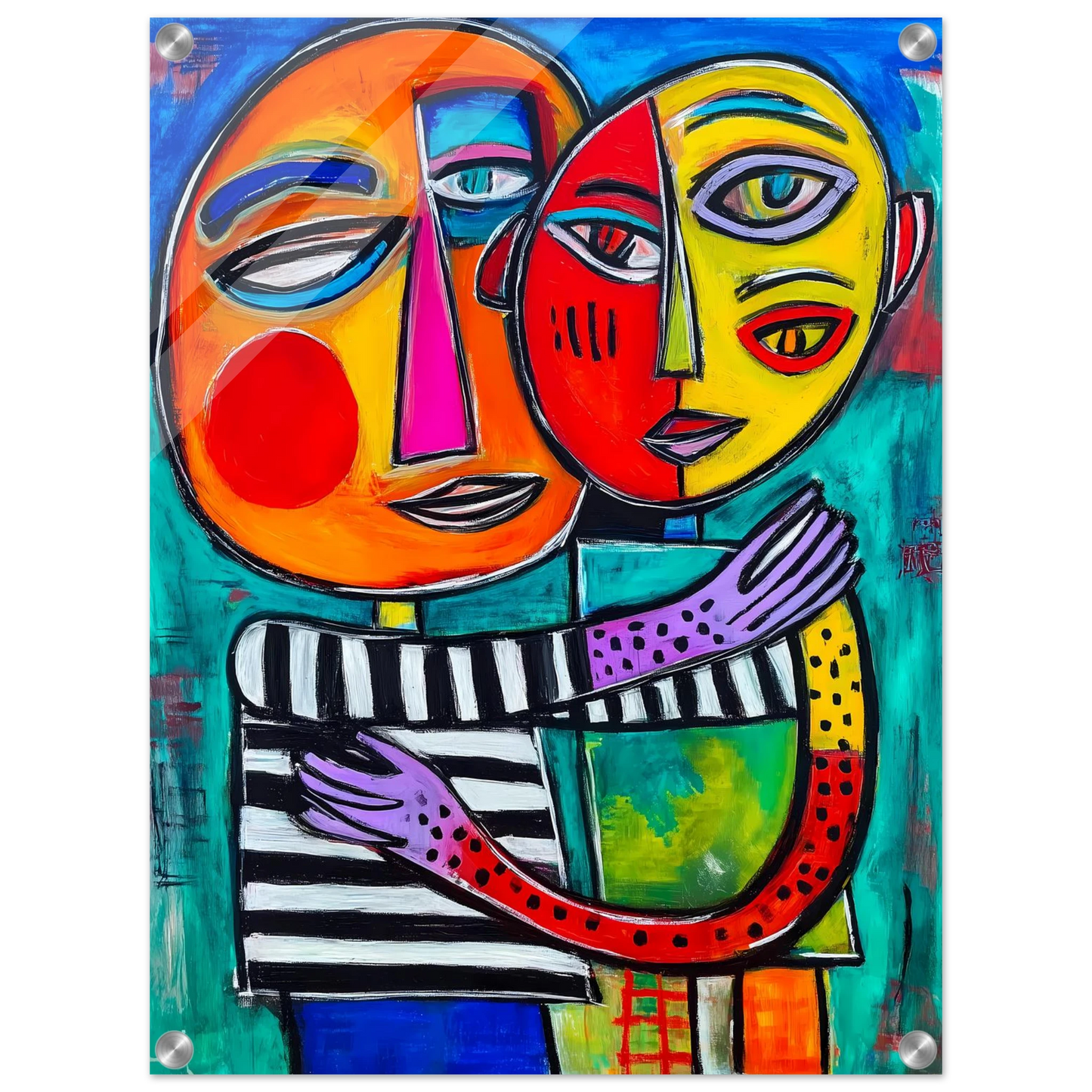 Étreinte Cubiste — tableau plexiglas — vue 4 — art mural STNCL