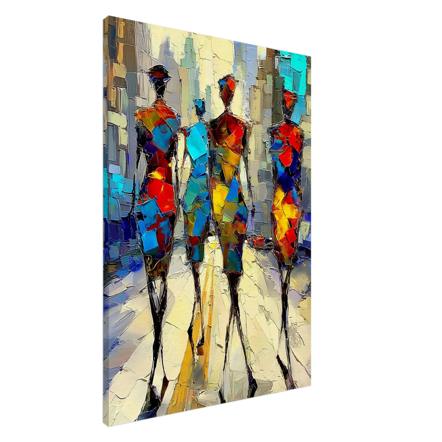 Silhouettes Mouvement Urbain Pastel — tableau sur toile — art mural STNCL
