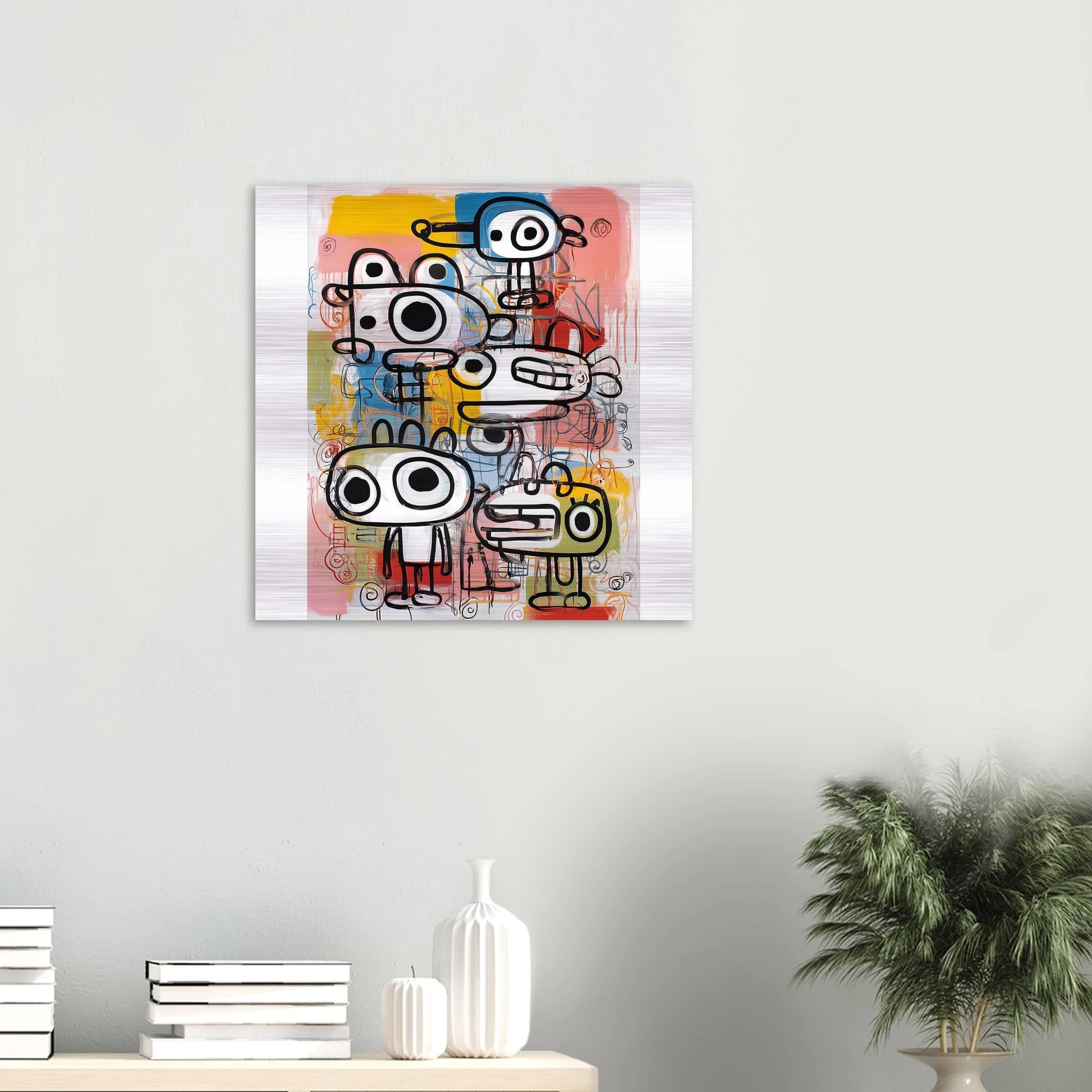 Les Cinq Curieux — tableau aluminium — vue 5 — art mural STNCL