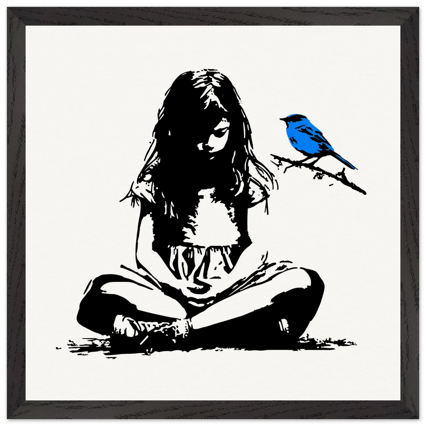L'Oiseau Bleu — tableau encadré bois — vue 6 — art mural STNCL