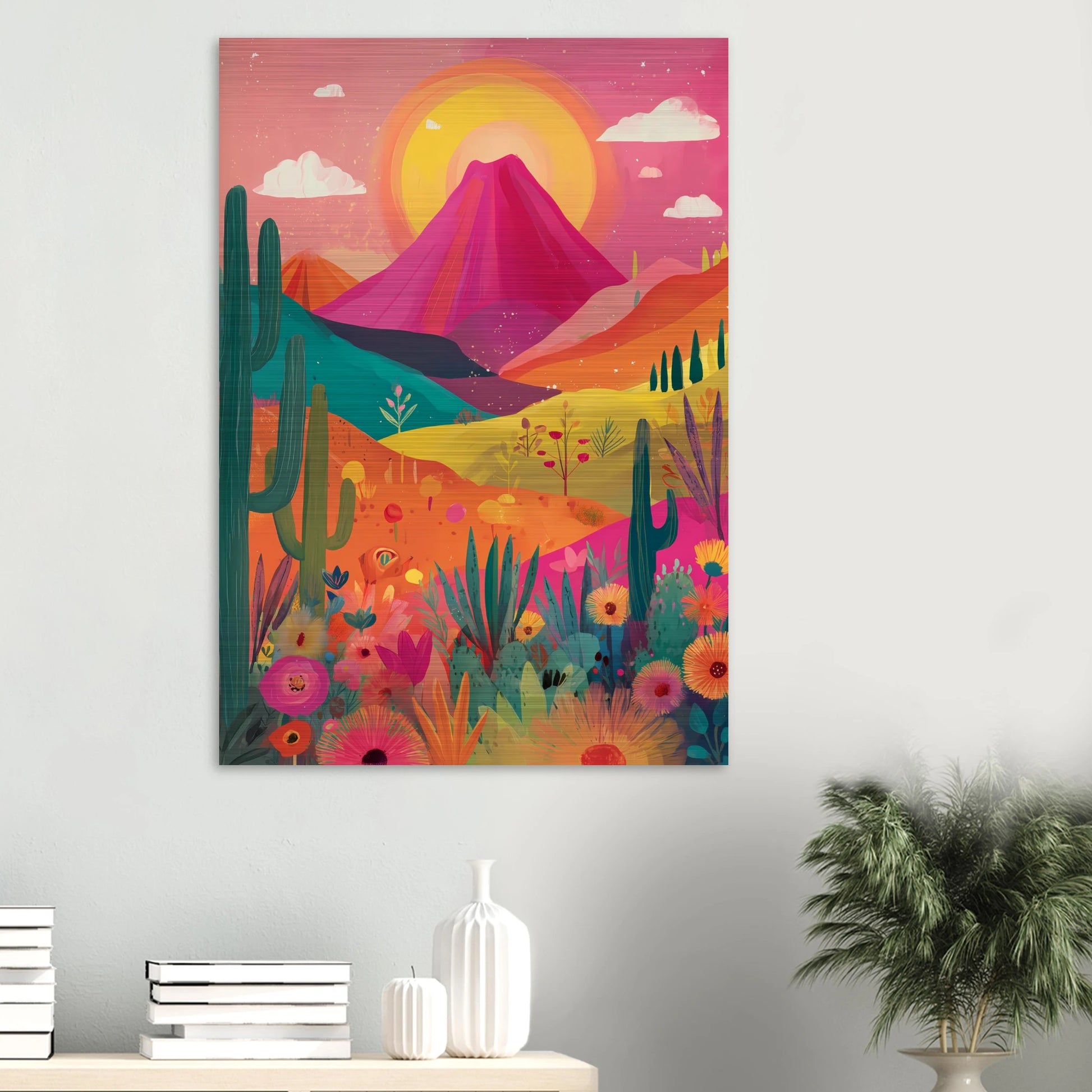Volcan Fleuri — tableau aluminium — vue 6 — art mural STNCL