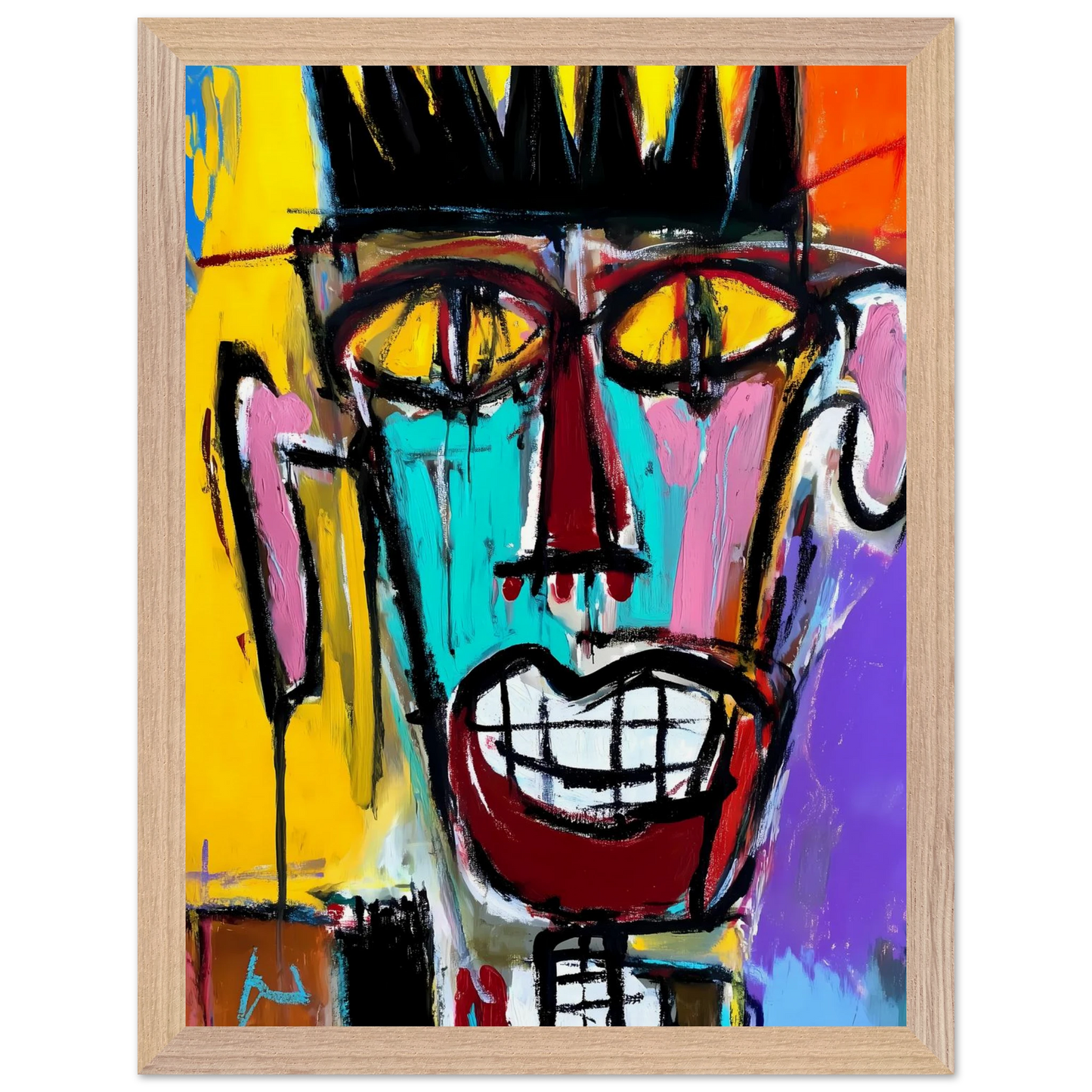 Sourire Carnassier — tableau encadré bois — vue 12 — art mural STNCL