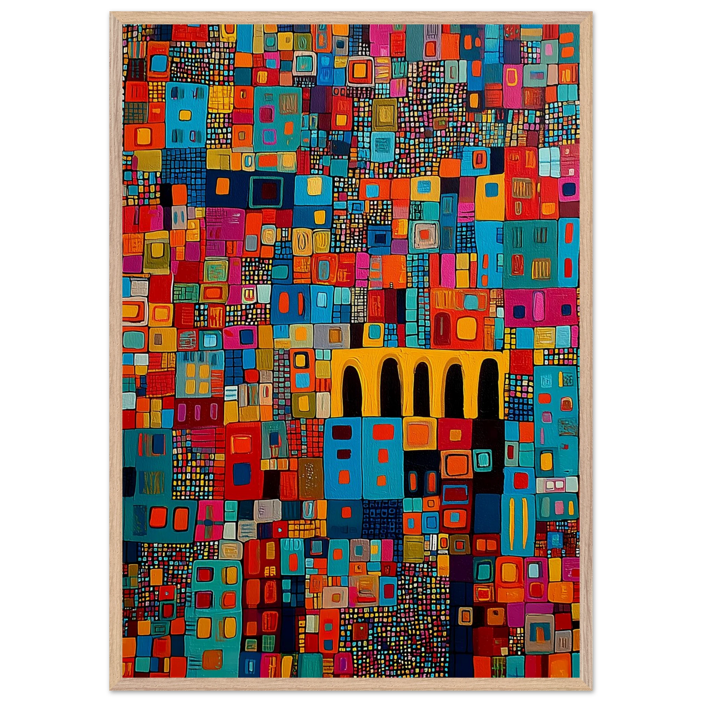 Cité Mosaïque — tableau encadre bois — vue 6 — art mural STNCL