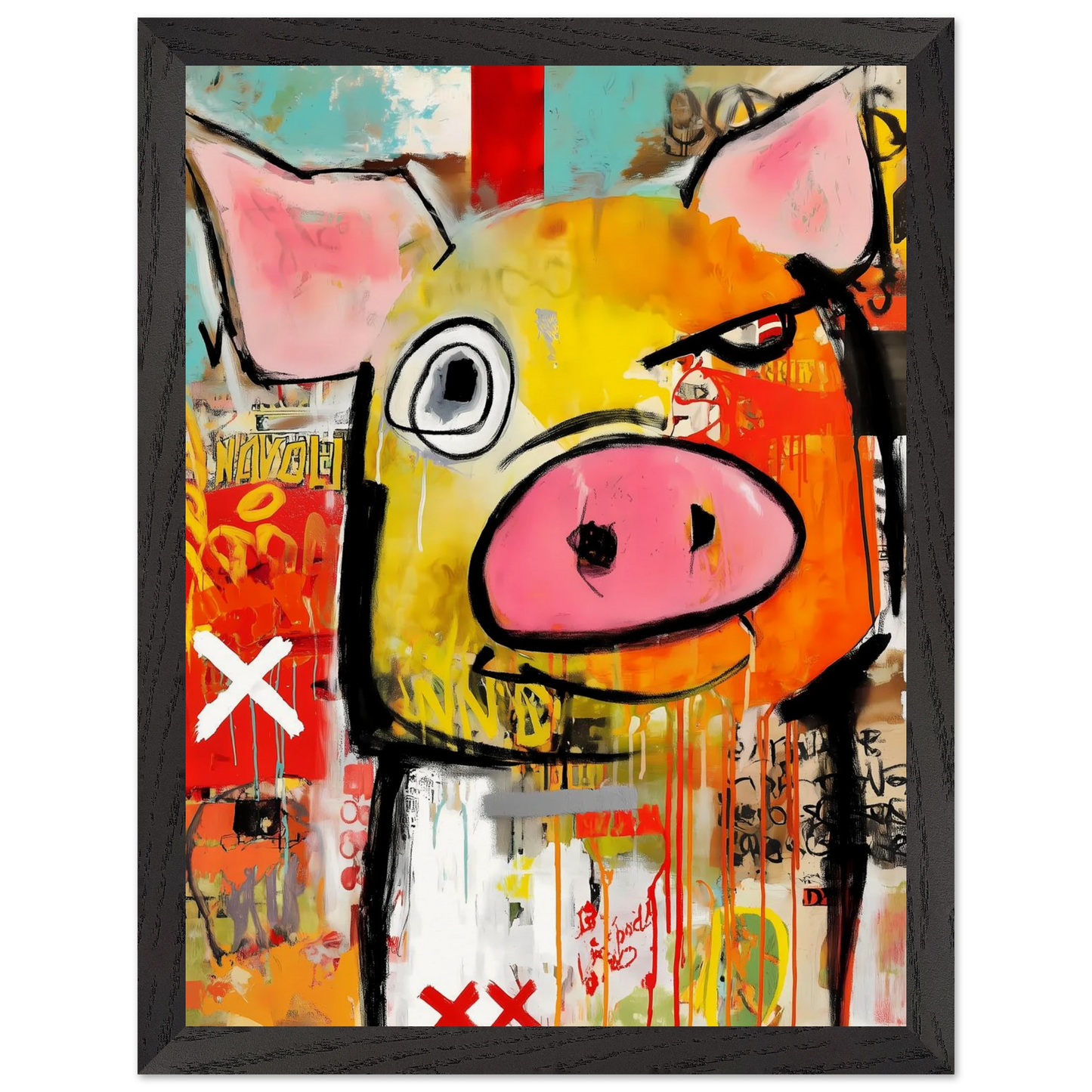 Le Cochon Bougon — tableau encadré bois — vue 4 — art mural STNCL