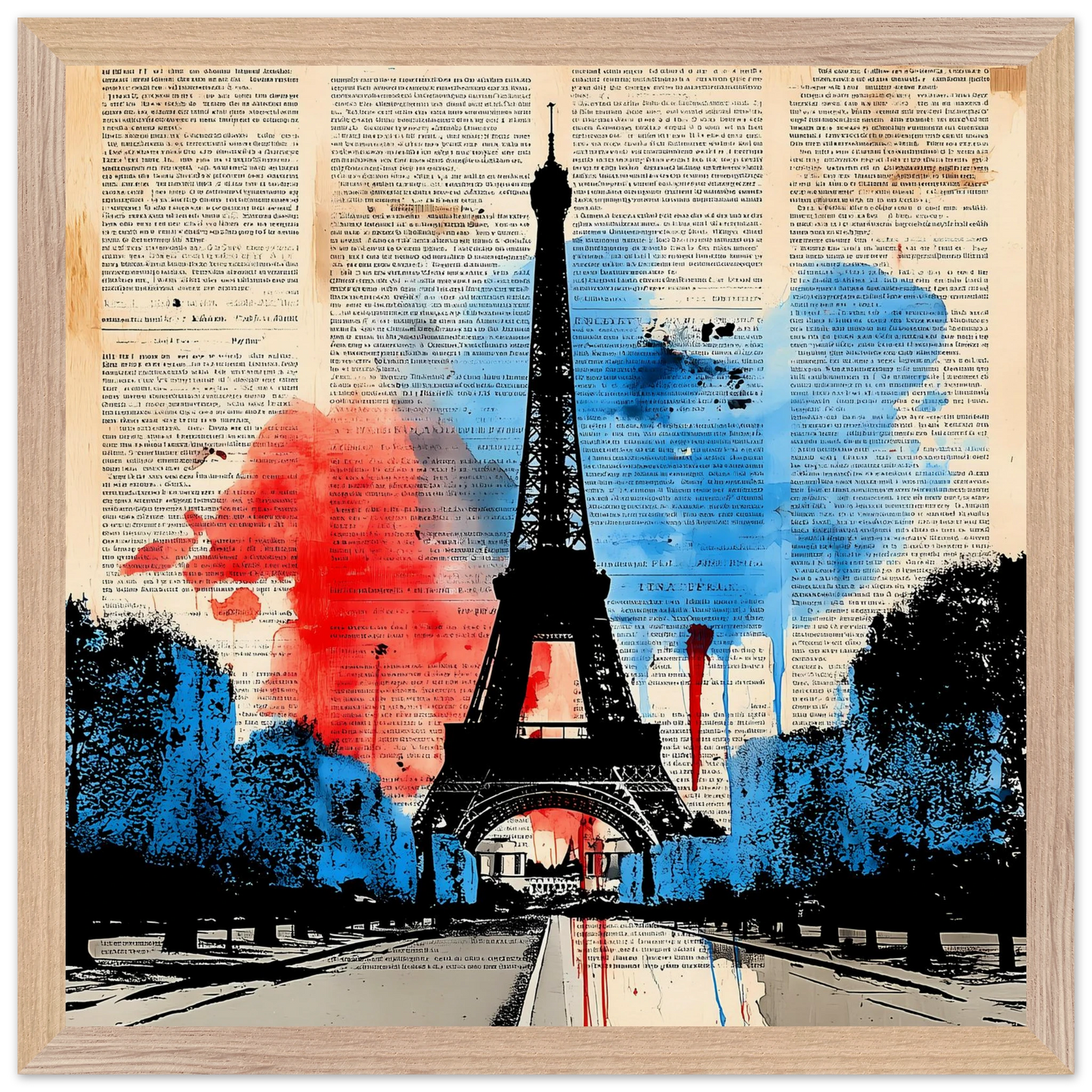 Paris Tricolore — tableau encadré bois — vue 4 — art mural STNCL