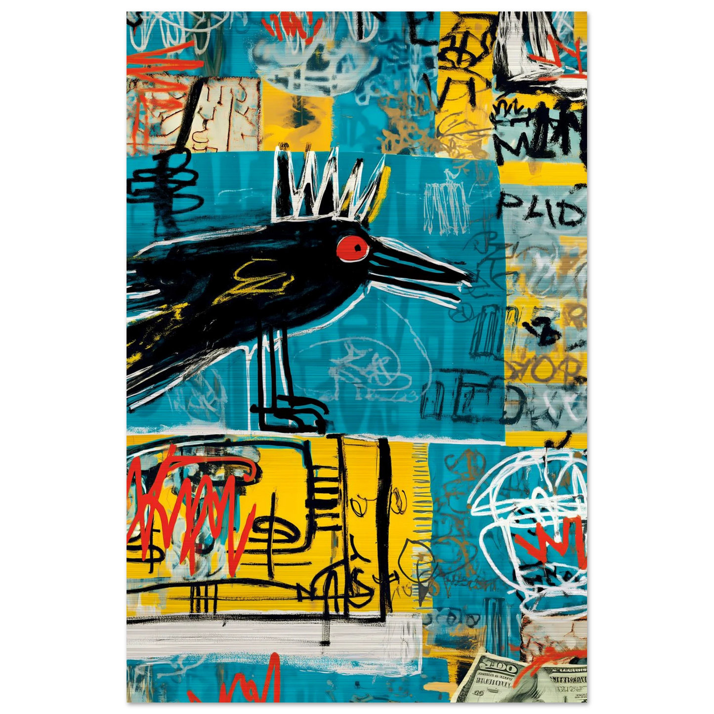 Corbeau Couronné — tableau aluminium — vue 3 — art mural STNCL