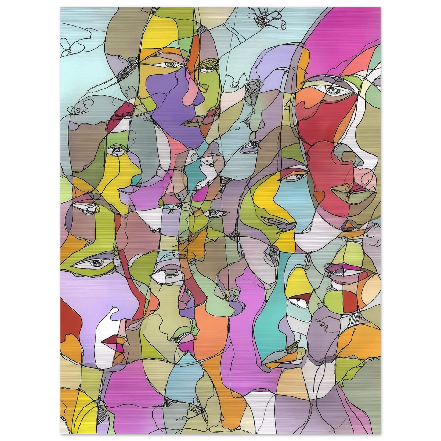 Visages Entrelacés — tableau aluminium — vue 5 — art mural STNCL