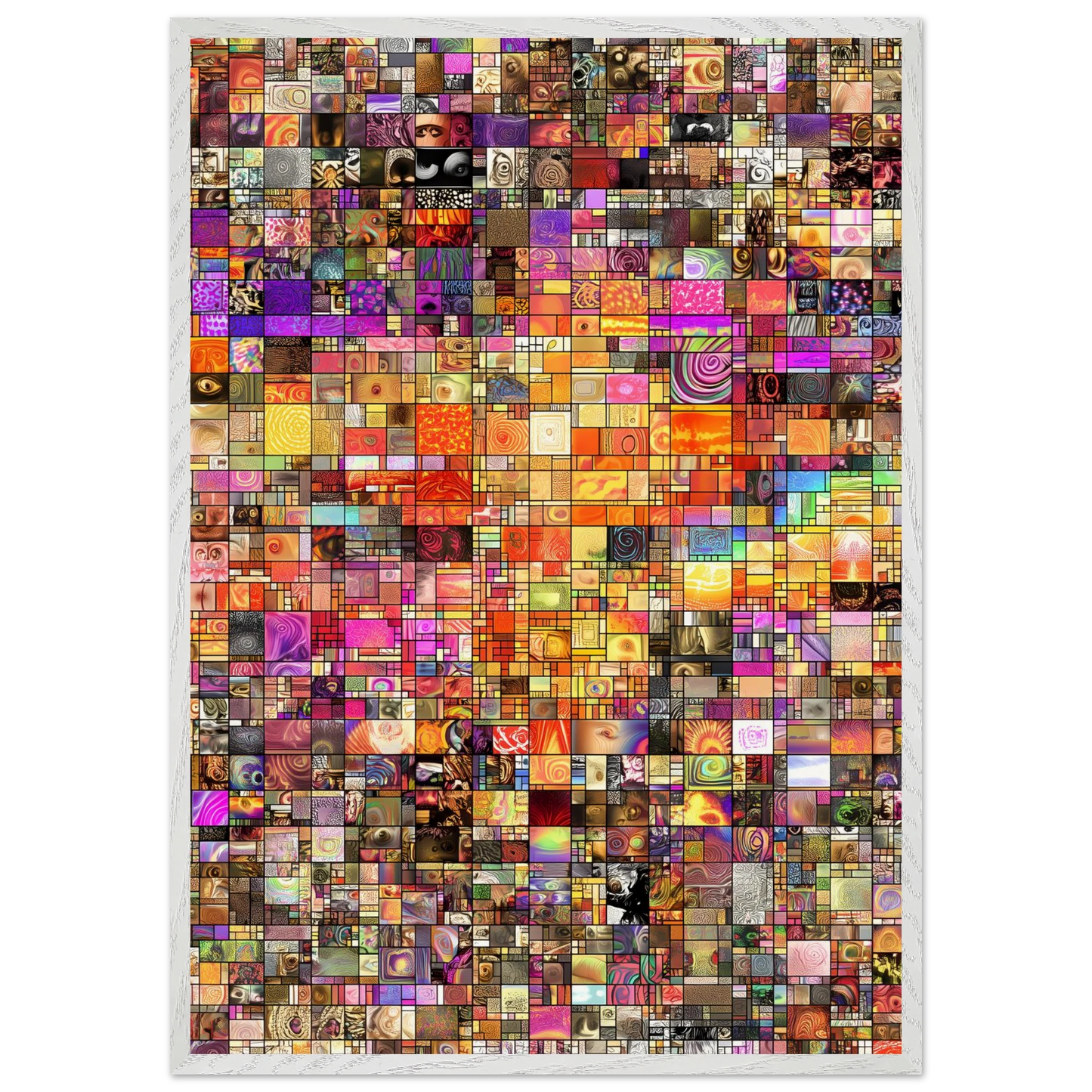 Mosaïque des Mille Mondes — tableau encadré bois — vue 5 — art mural STNCL