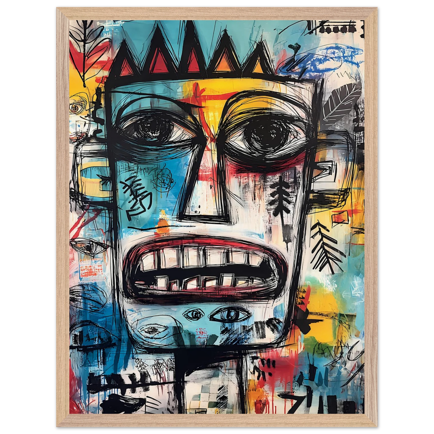 Roi Primitif — tableau encadré bois — vue 3 — art mural STNCL