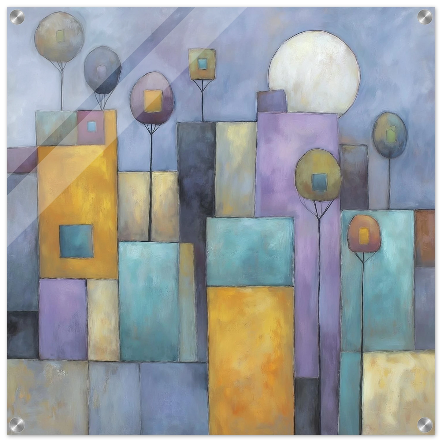 Jardins Géométriques sous la Lune — tableau plexiglas — art mural STNCL