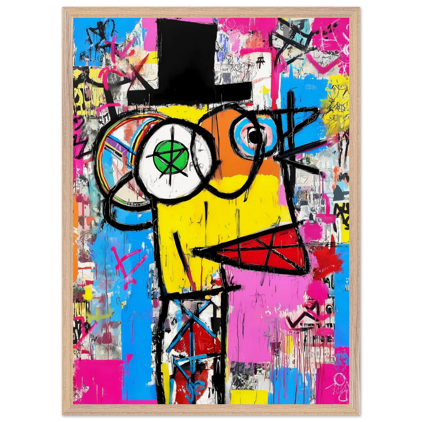 L'Homme au Chapeau Noir — tableau encadré bois — vue 13 — art mural STNCL