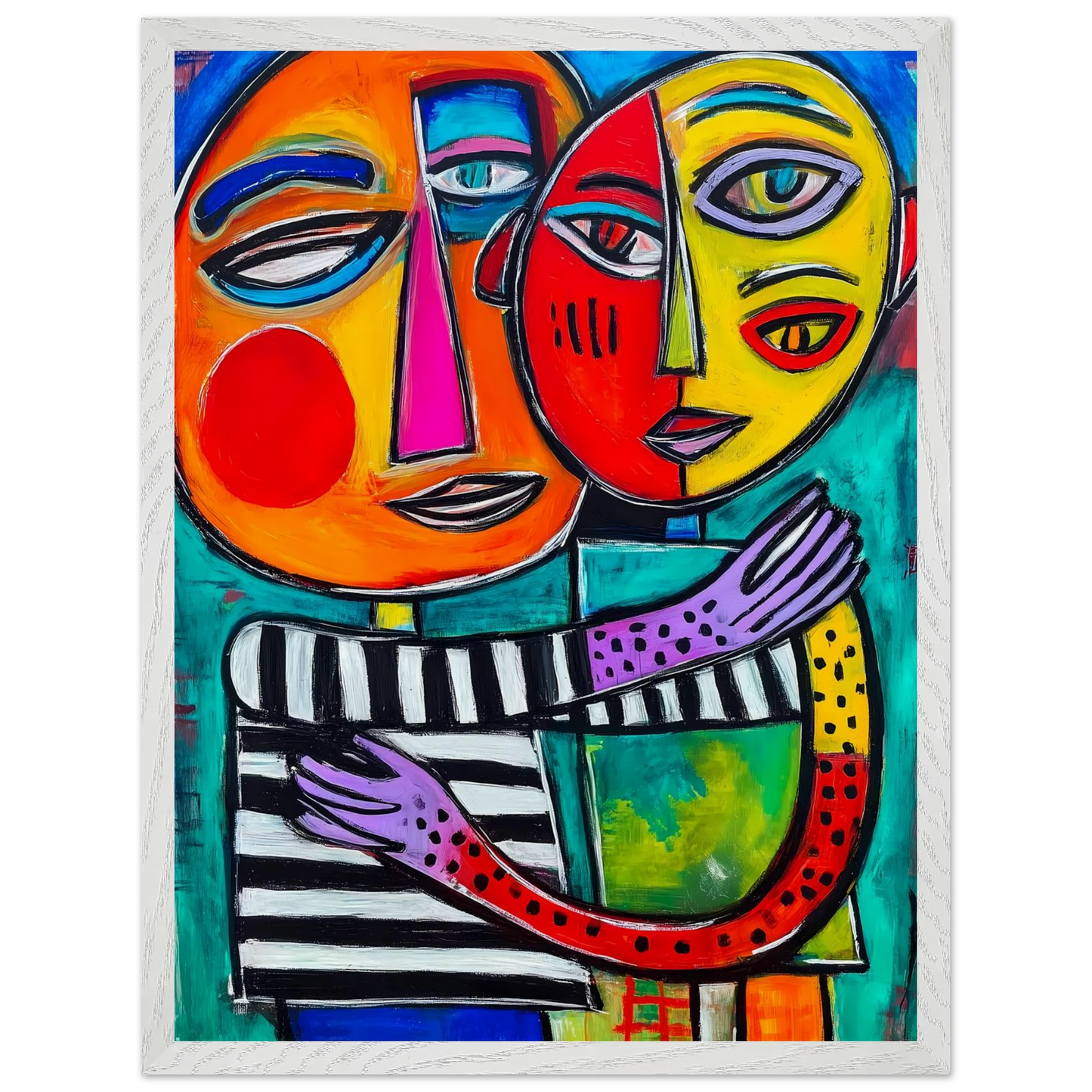 Étreinte Cubiste — tableau encadre bois — vue 8 — art mural STNCL