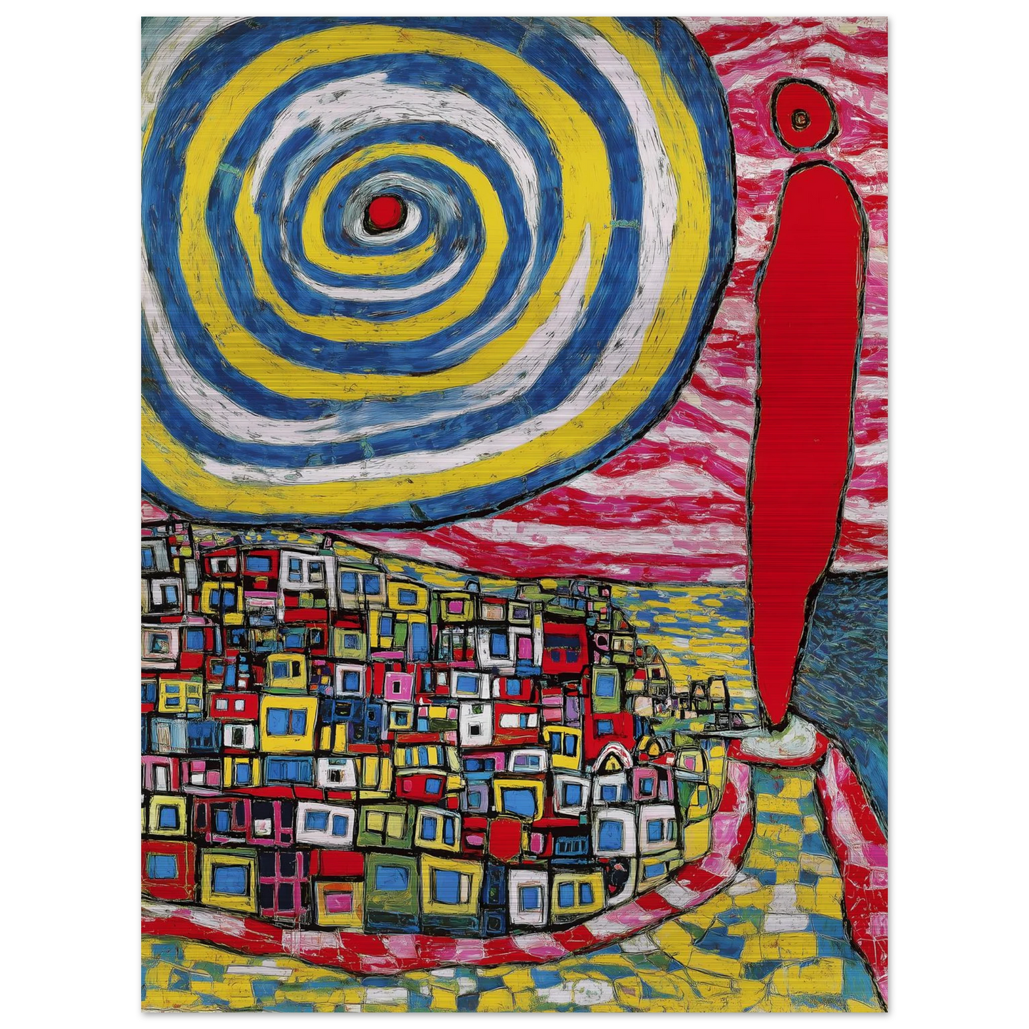 La Spirale et les Maisons — tableau aluminium — vue 5 — art mural STNCL