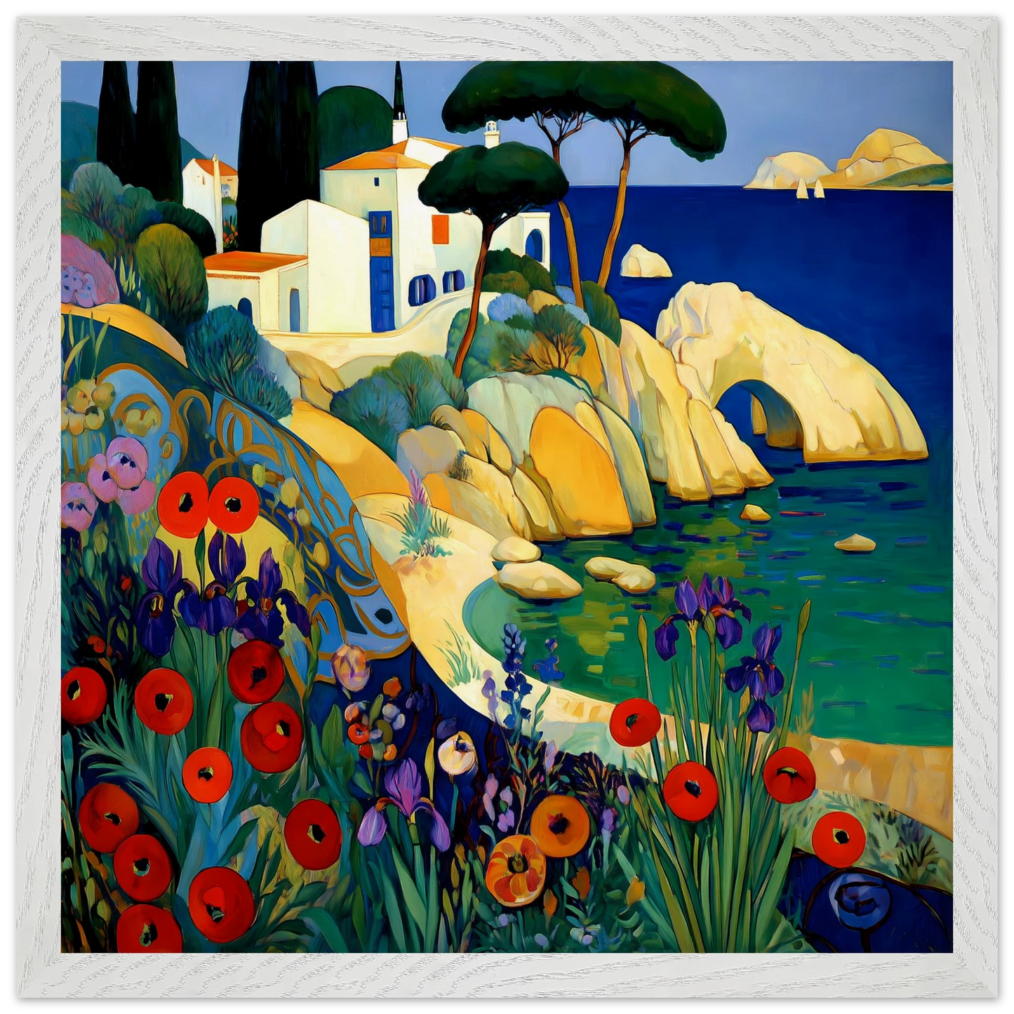 La Crique aux Coquelicots — tableau encadré bois — vue 9 — art mural STNCL