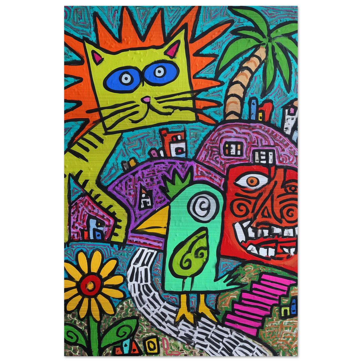 Ménagerie Naïve — tableau aluminium — vue 3 — art mural STNCL