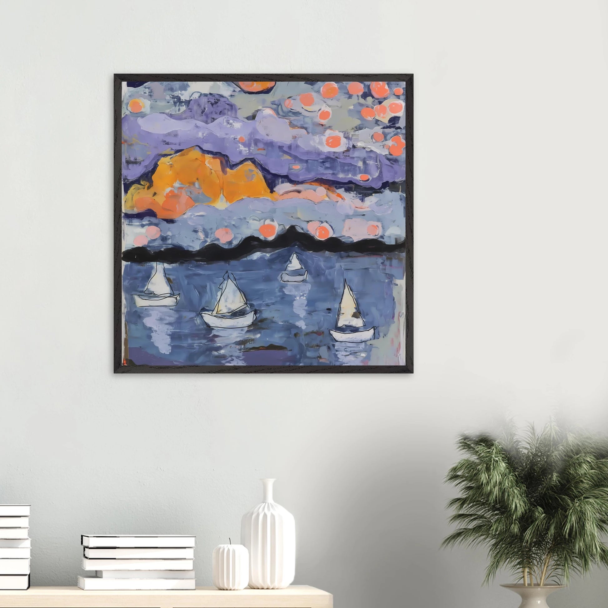 Voiles dans la Baie — tableau encadré bois — vue 13 — art mural STNCL