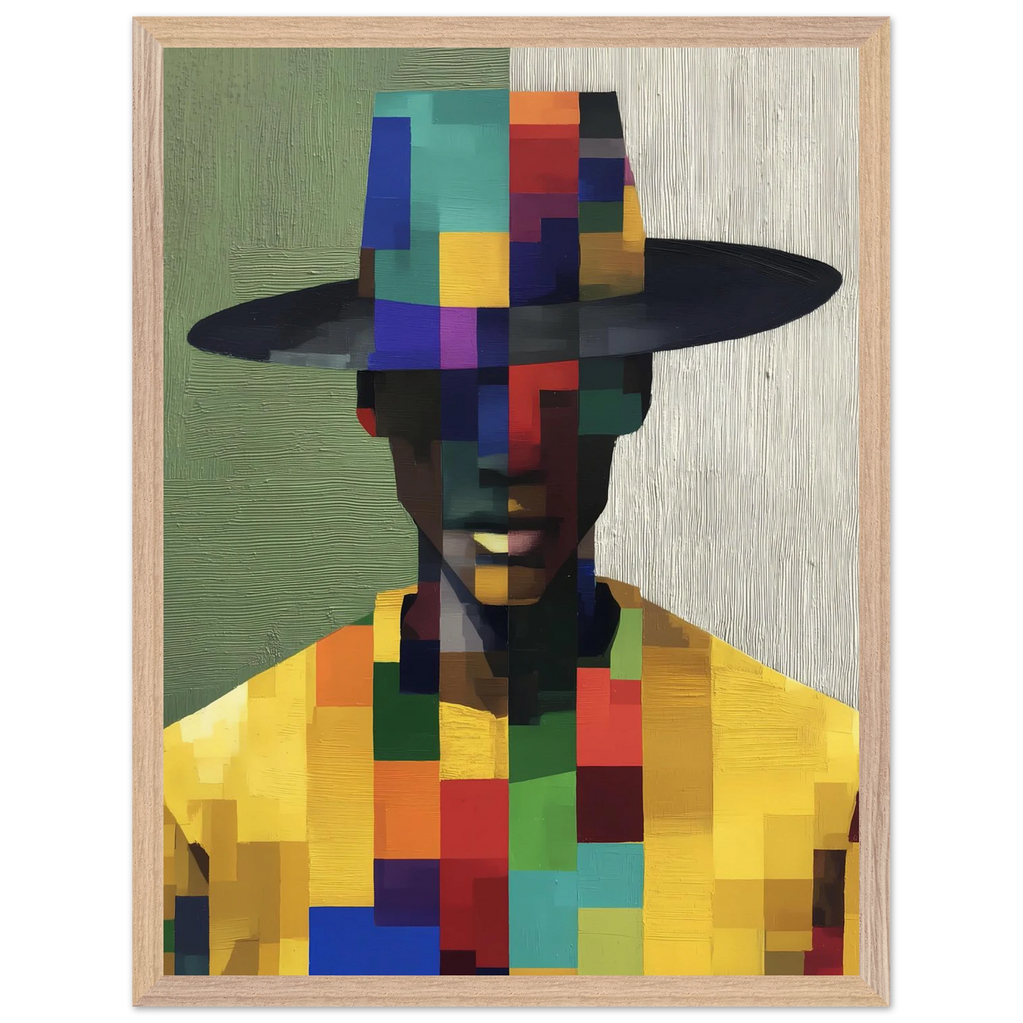 Portrait en Mosaïque — tableau encadre bois — vue 3 — art mural STNCL