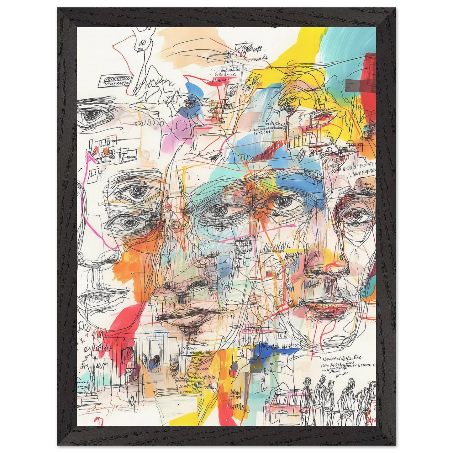 Carnet de Visages — tableau encadré bois — vue 4 — art mural STNCL