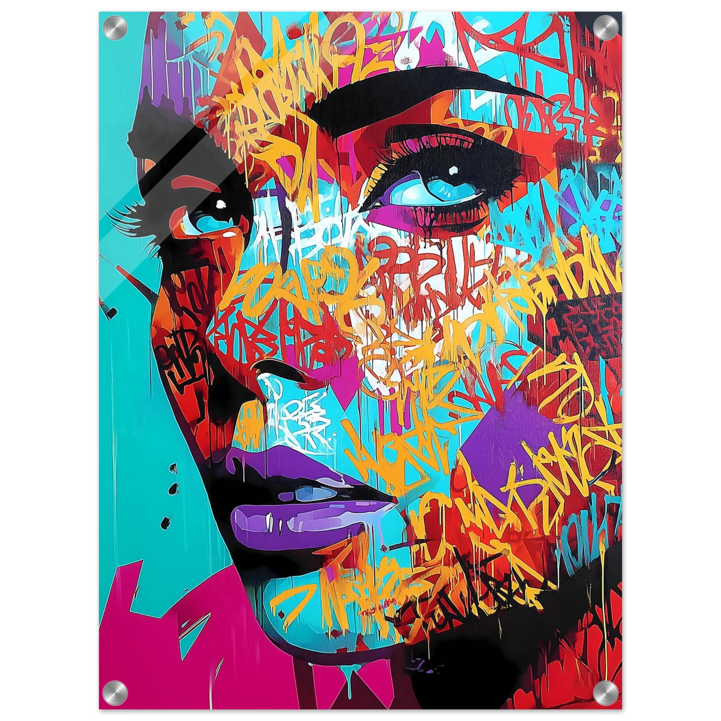 Lettres sur le Visage — tableau plexiglas — vue 4 — art mural STNCL