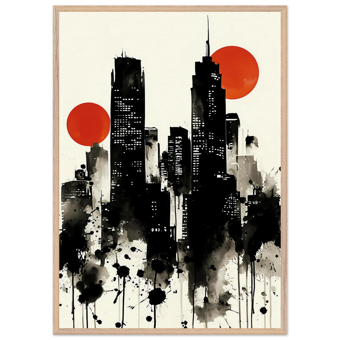 Ville d'Encre — tableau encadre bois — vue 6 — art mural STNCL