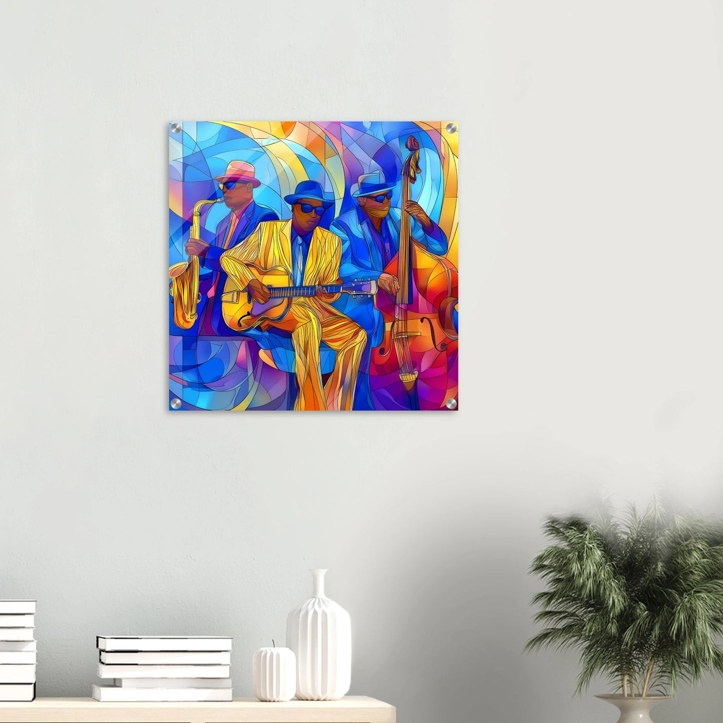 Trio de Jazz — tableau plexiglas — vue 5 — art mural STNCL