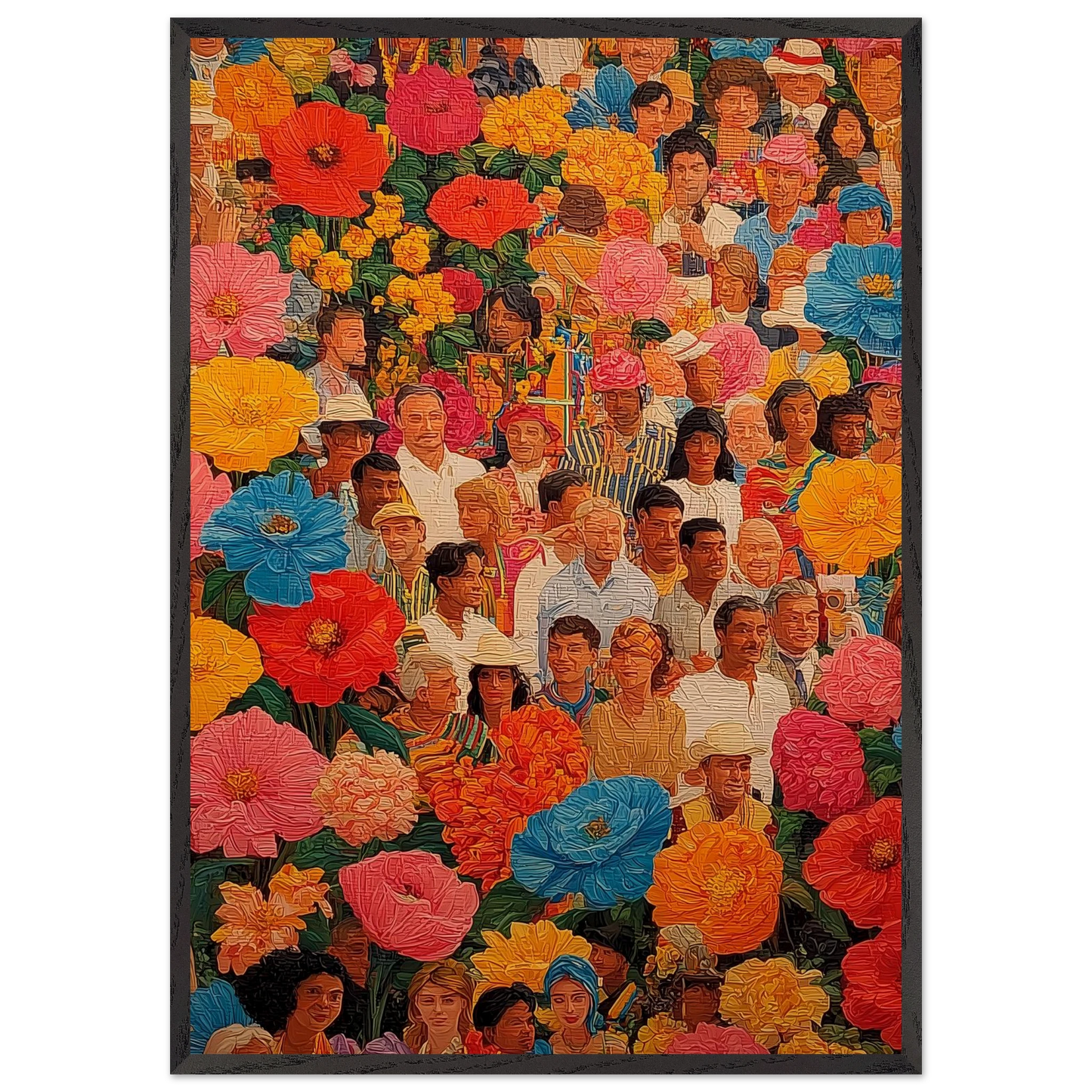 Jardin des Visages — tableau encadré bois — art mural STNCL