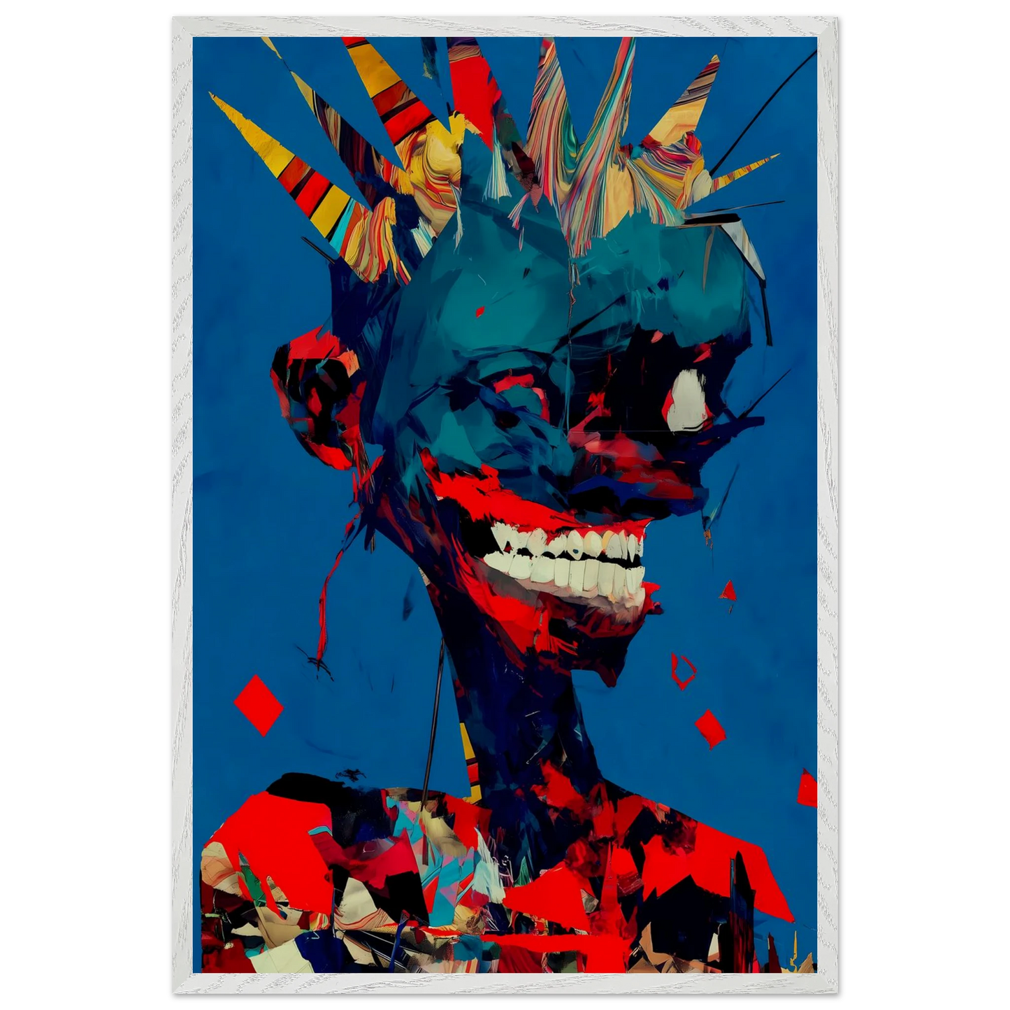 Le Rire Bleu — tableau encadré bois — vue 7 — art mural STNCL