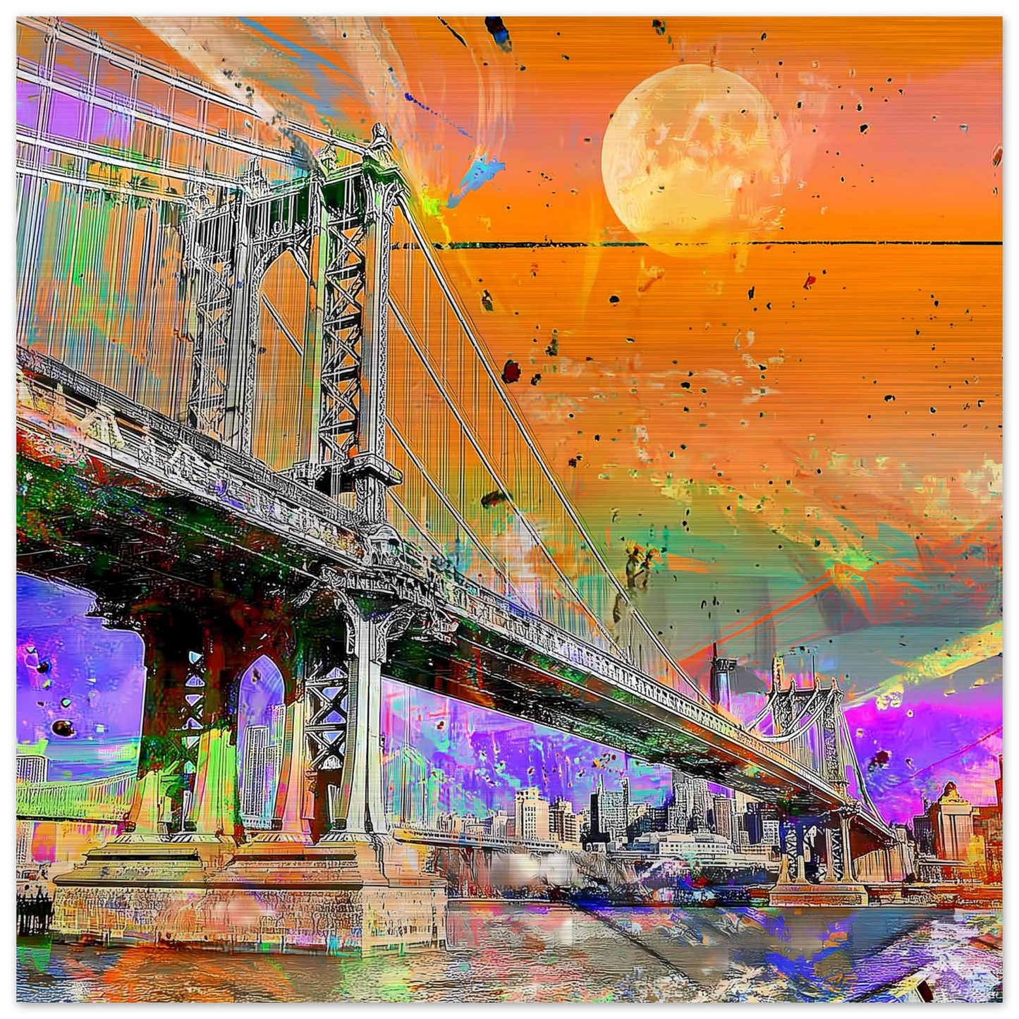 Pont sous la Lune — tableau aluminium — vue 2 — art mural STNCL