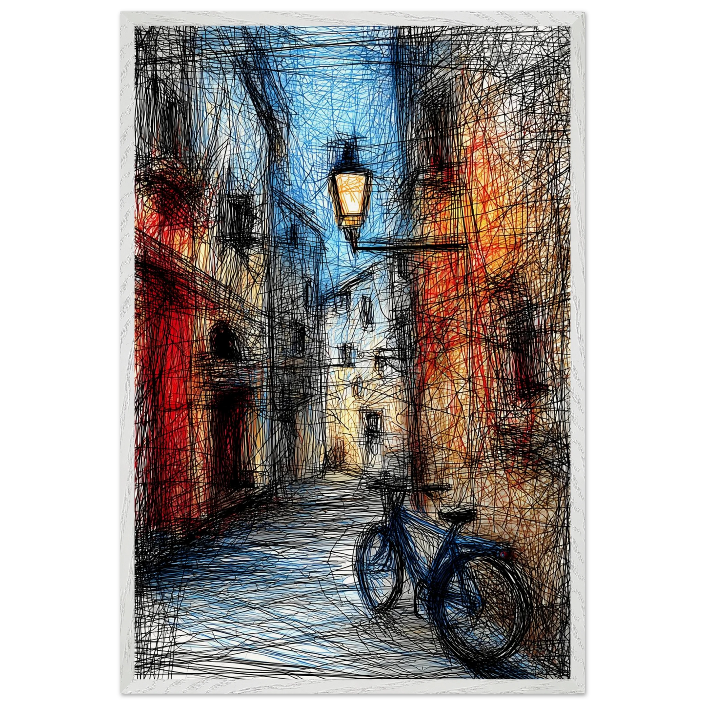 Ruelle à la Lanterne — tableau encadré bois — vue 7 — art mural STNCL