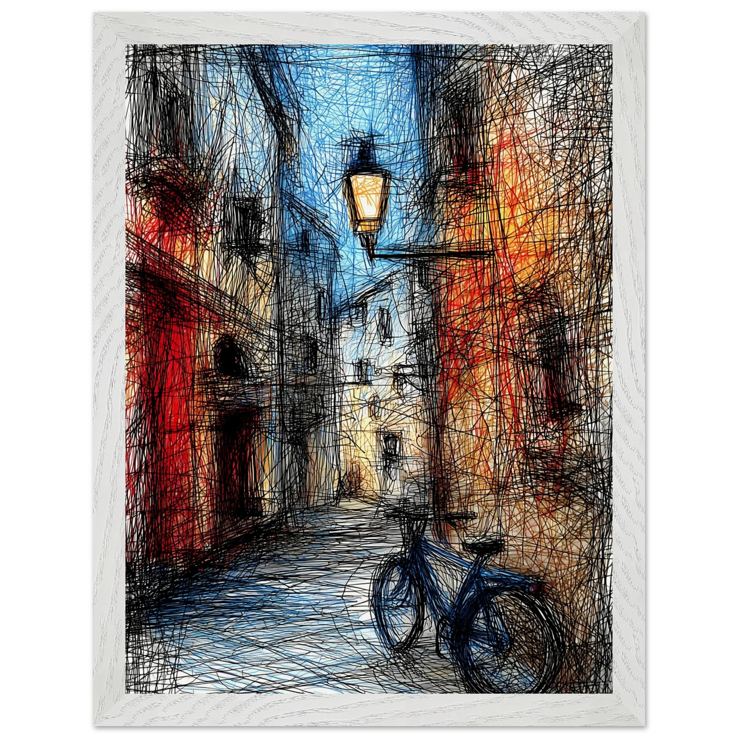 Ruelle à la Lanterne — tableau encadré bois — vue 9 — art mural STNCL
