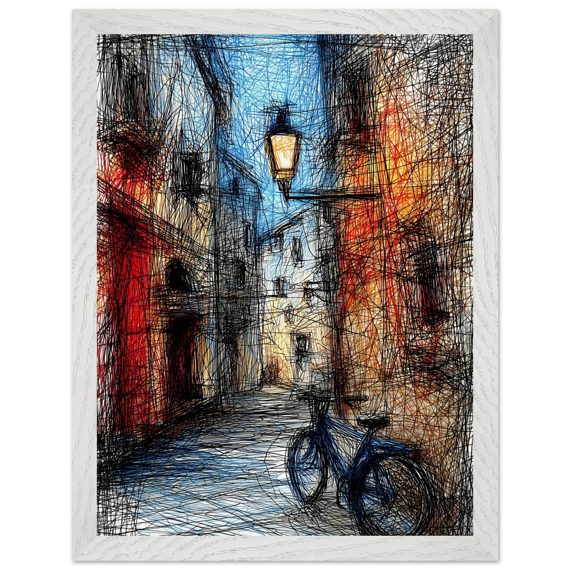 Ruelle à la Lanterne — tableau encadré bois — vue 9 — art mural STNCL