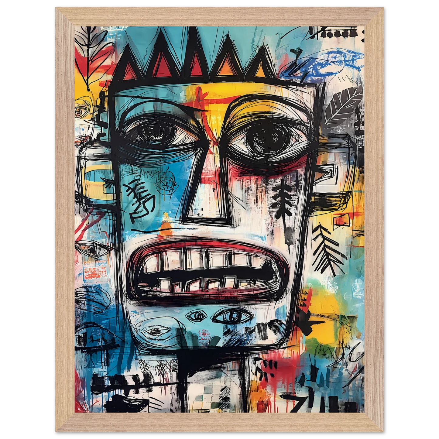 Roi Primitif — tableau encadré bois — vue 12 — art mural STNCL