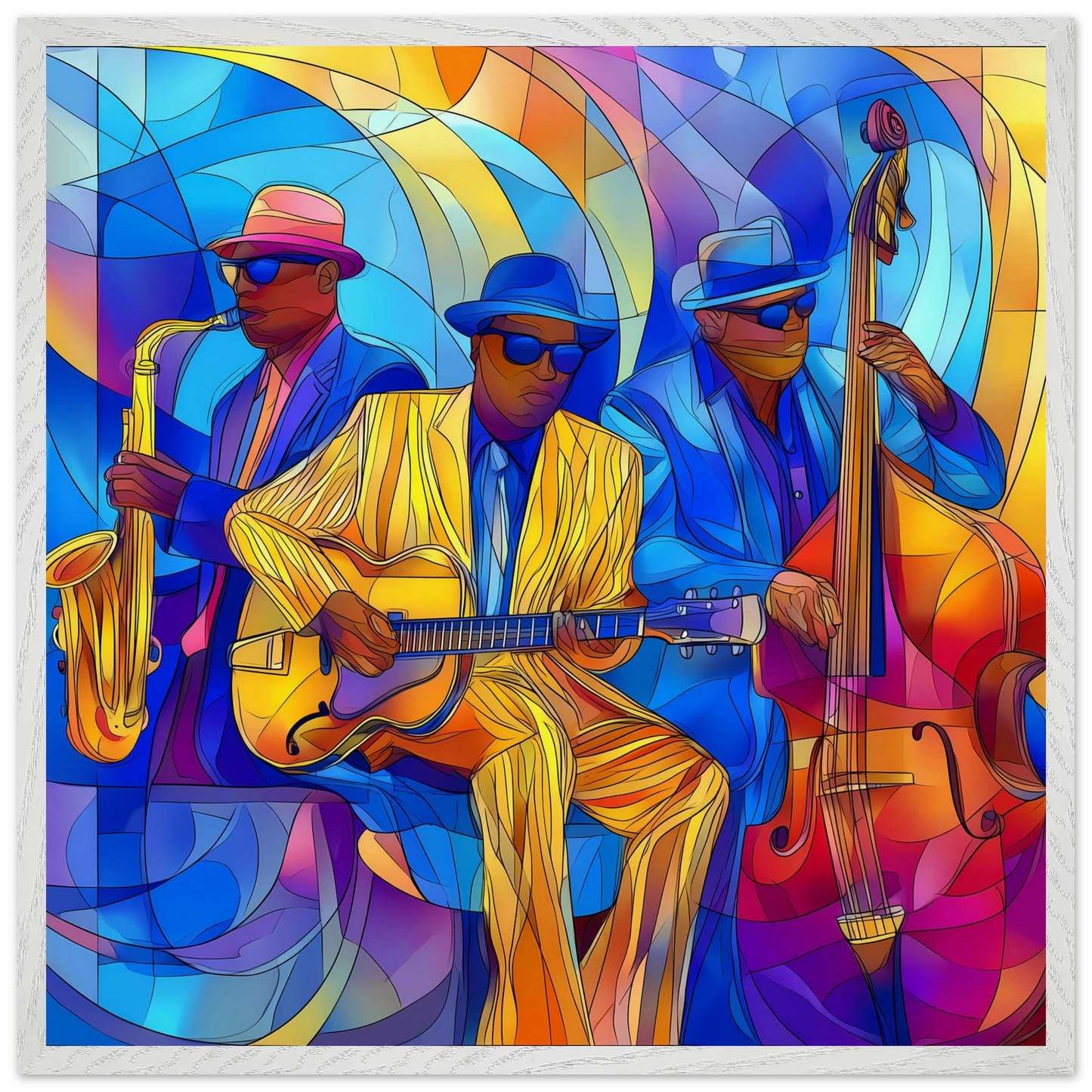 Trio de Jazz — tableau encadre bois — vue 5 — art mural STNCL