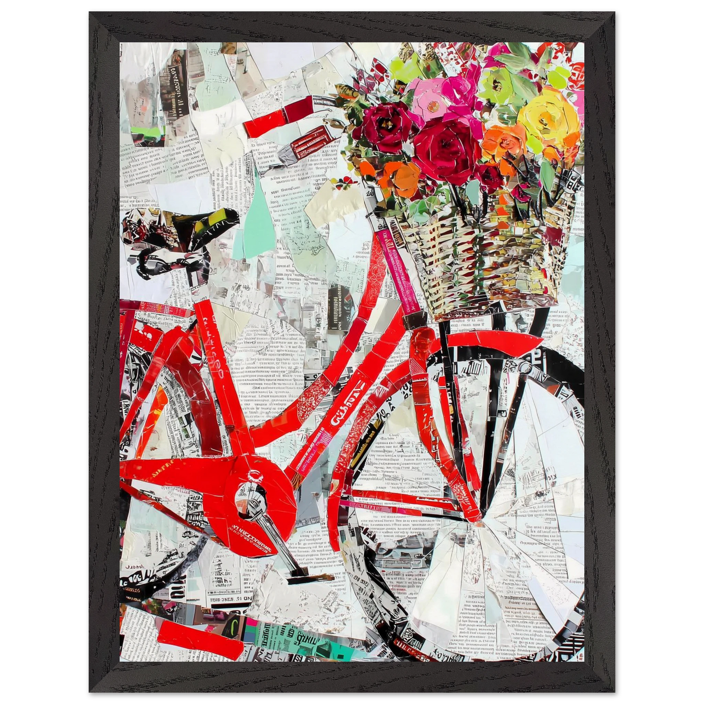 Le Vélo Fleuri — tableau encadré bois — vue 4 — art mural STNCL