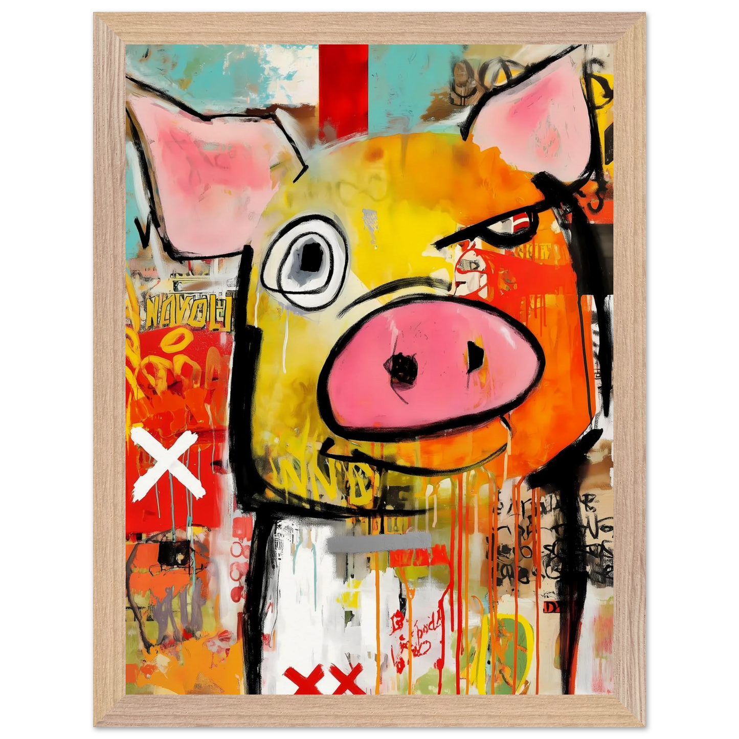 Le Cochon Bougon — tableau encadré bois — vue 12 — art mural STNCL