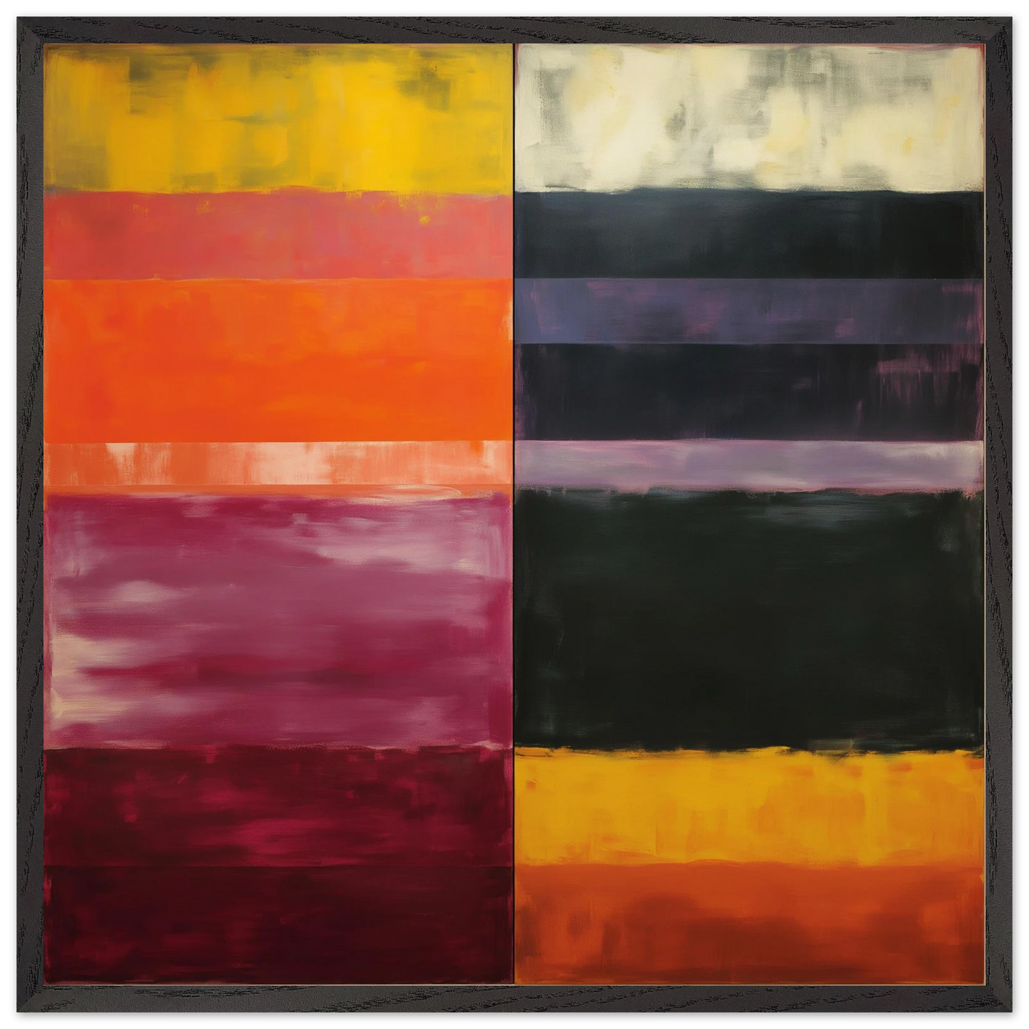Dualité des Horizons Colorés — tableau encadré bois — art mural STNCL