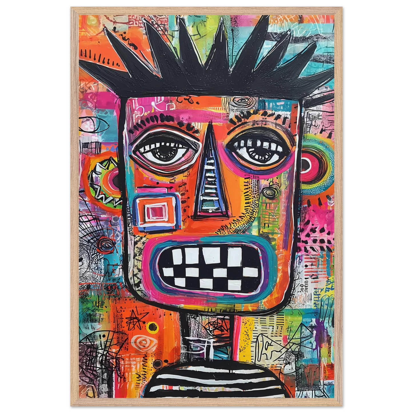 Masque Brut — tableau encadre bois — vue 14 — art mural STNCL