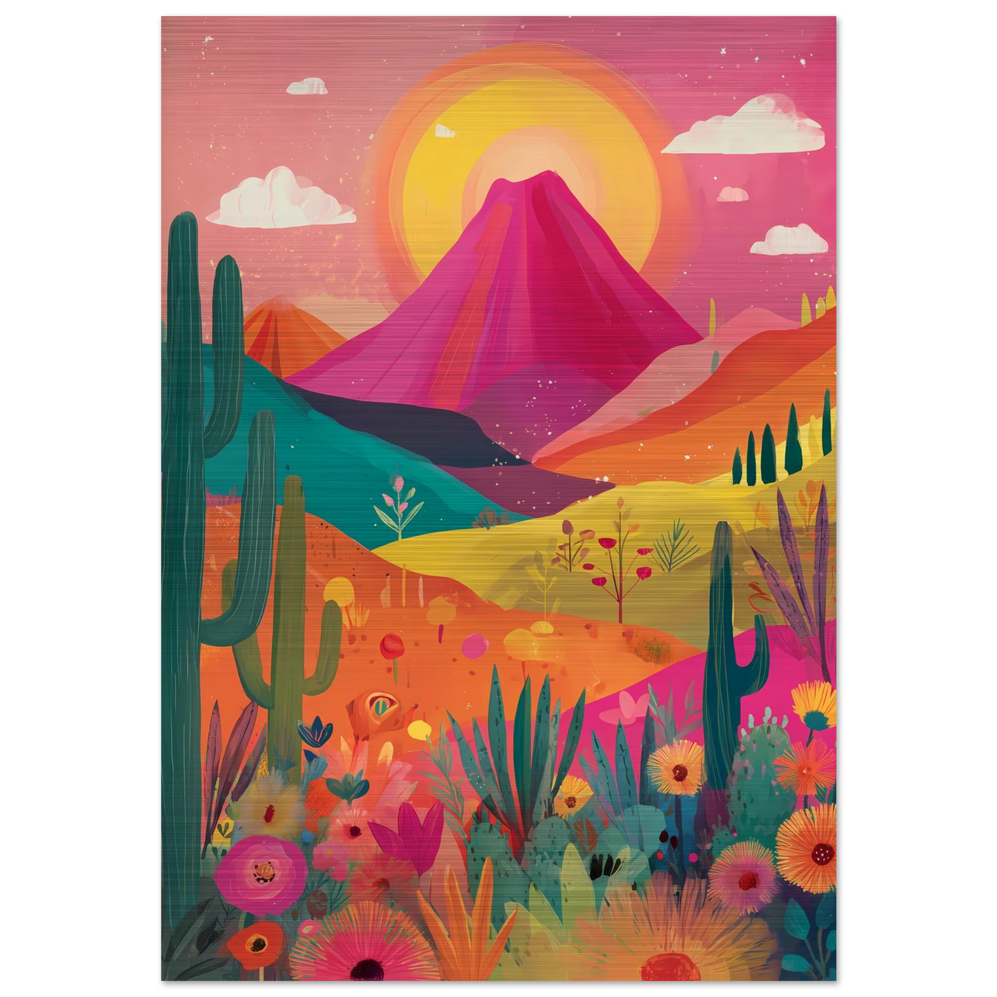 Volcan Fleuri — tableau aluminium — art mural STNCL