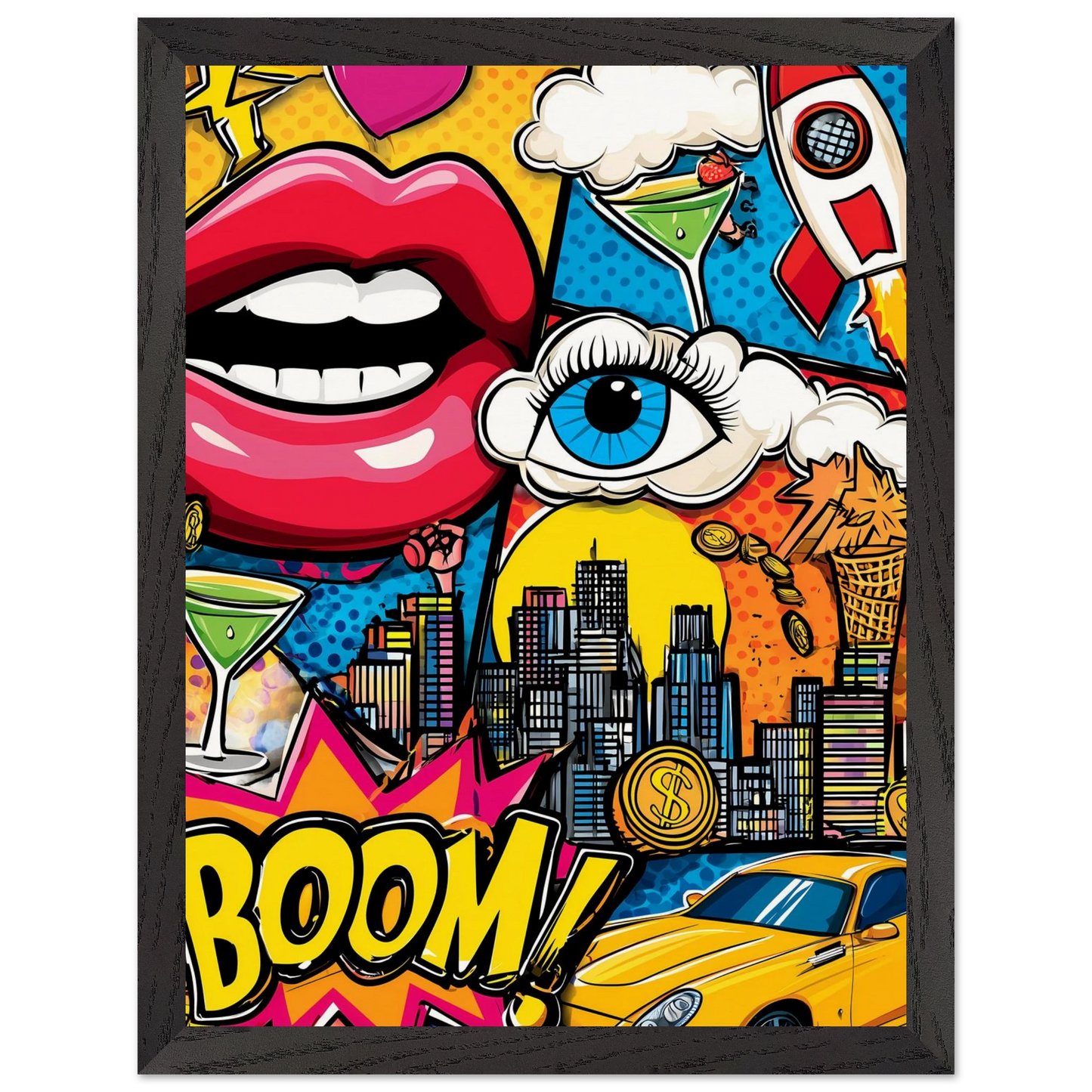 BOOM Pop Art — tableau encadre bois — vue 4 — art mural STNCL