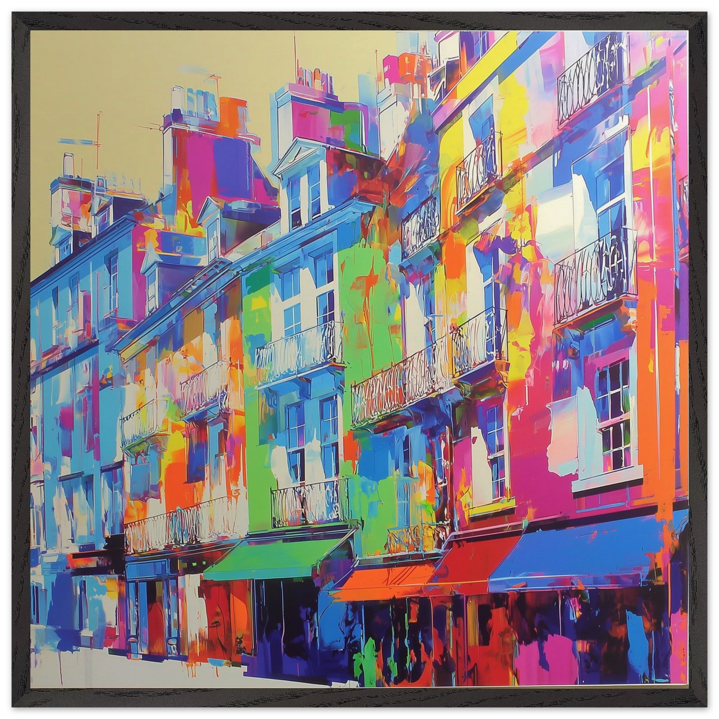 Façades Colorées de Paris — tableau encadré bois — art mural STNCL